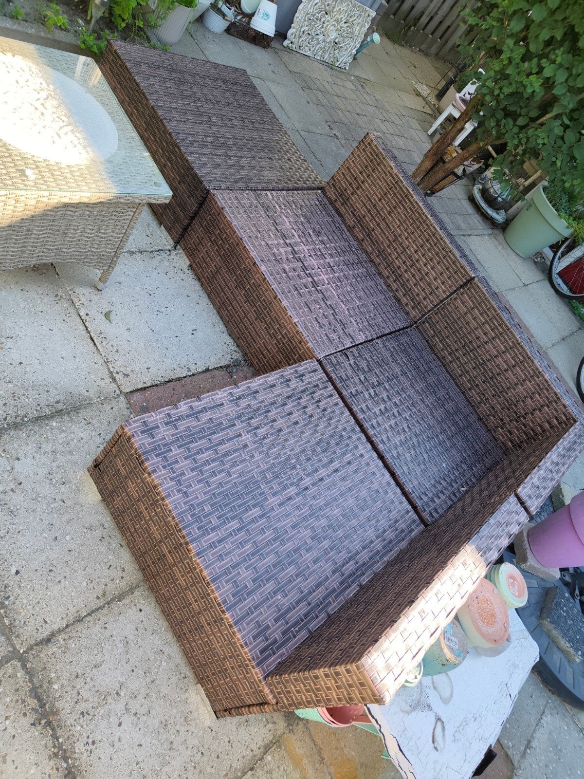 loungeset met parasol, Tuin en Terras, Ophalen, Gebruikt, Kunststof