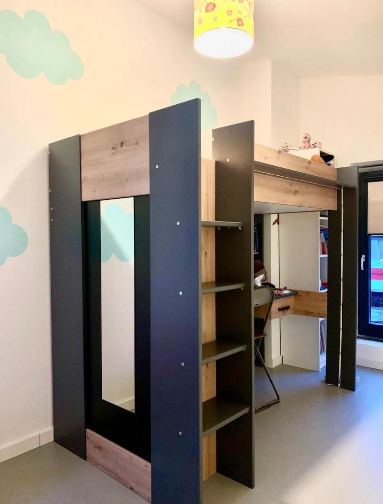 Parisot Hoogslaper 2380LSUR met kast en bureau, Ophalen, Gebruikt, Eenpersoons, 200 cm