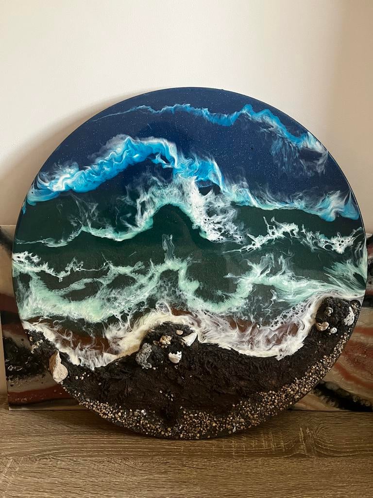 3D Oceaan Kunst Muurdecoratie - Epoxy Hars Golf Kunst, Ophalen of Verzenden