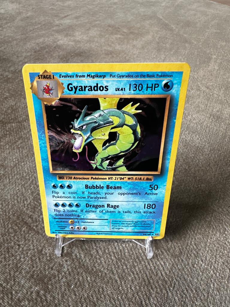 Gyarados Holo 34/108 Evolutions Pokémon Kaart, Ophalen of Verzenden, Zo goed als nieuw, Losse kaart, Foil
