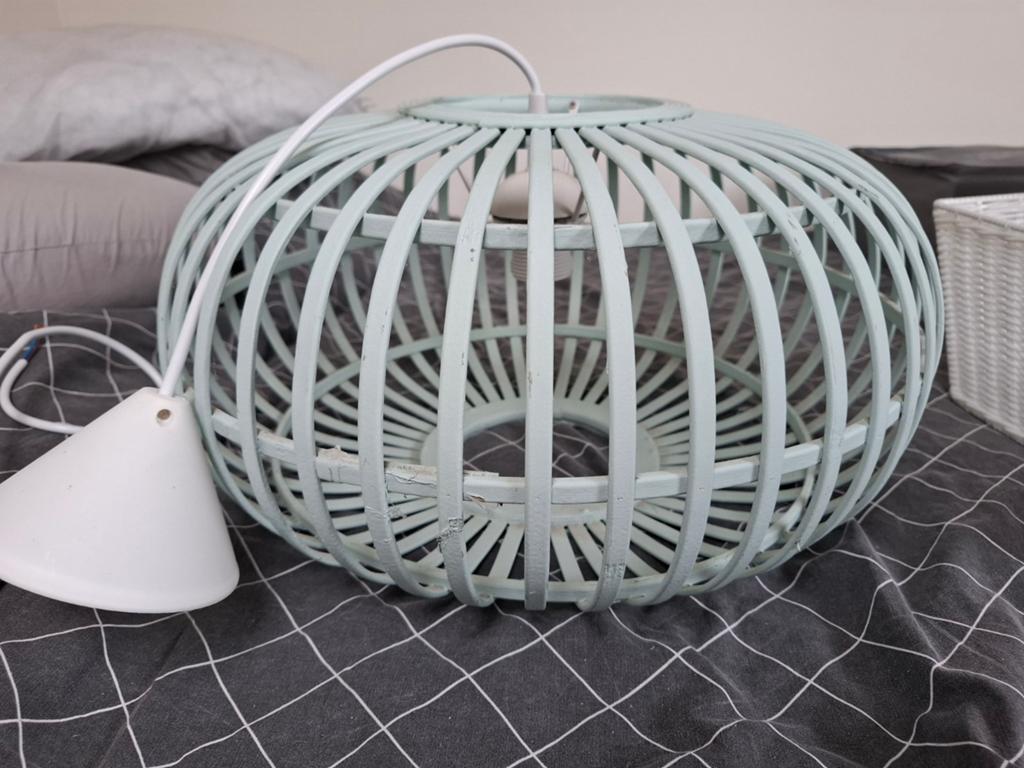 Hanglamp Indy bamboe groen 44cm, Ophalen, Minder dan 50 cm