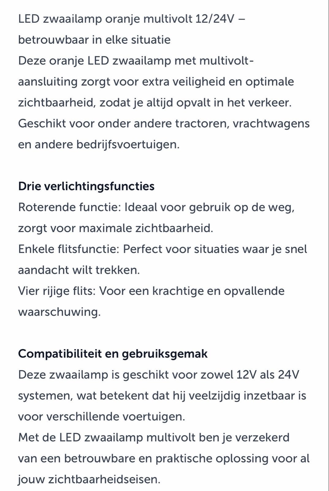 LED Zwaailamp Oranje Multivolt 12/24V - Extra Veiligheid, Ophalen, Gebruikt, Universele onderdelen