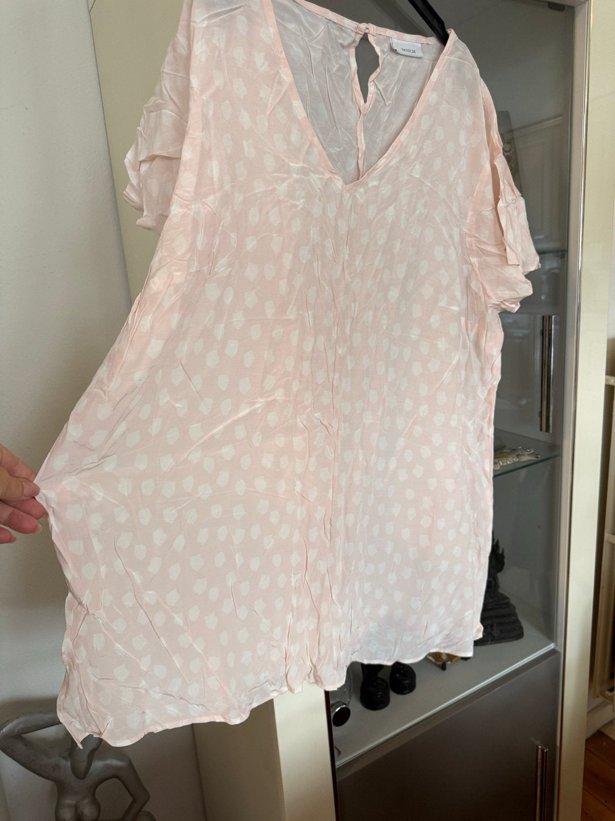 Yessica Roze tuniek met Witte Stippen - Maat 48/50, Kleding | Dames, Grote Maten, Ophalen of Verzenden, Zo goed als nieuw, Roze