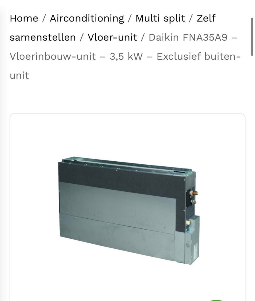 Daikin FNA35A2VEB9 vloer inbouwunit, Witgoed en Apparatuur, Airco's, Ophalen of Verzenden, Nieuw