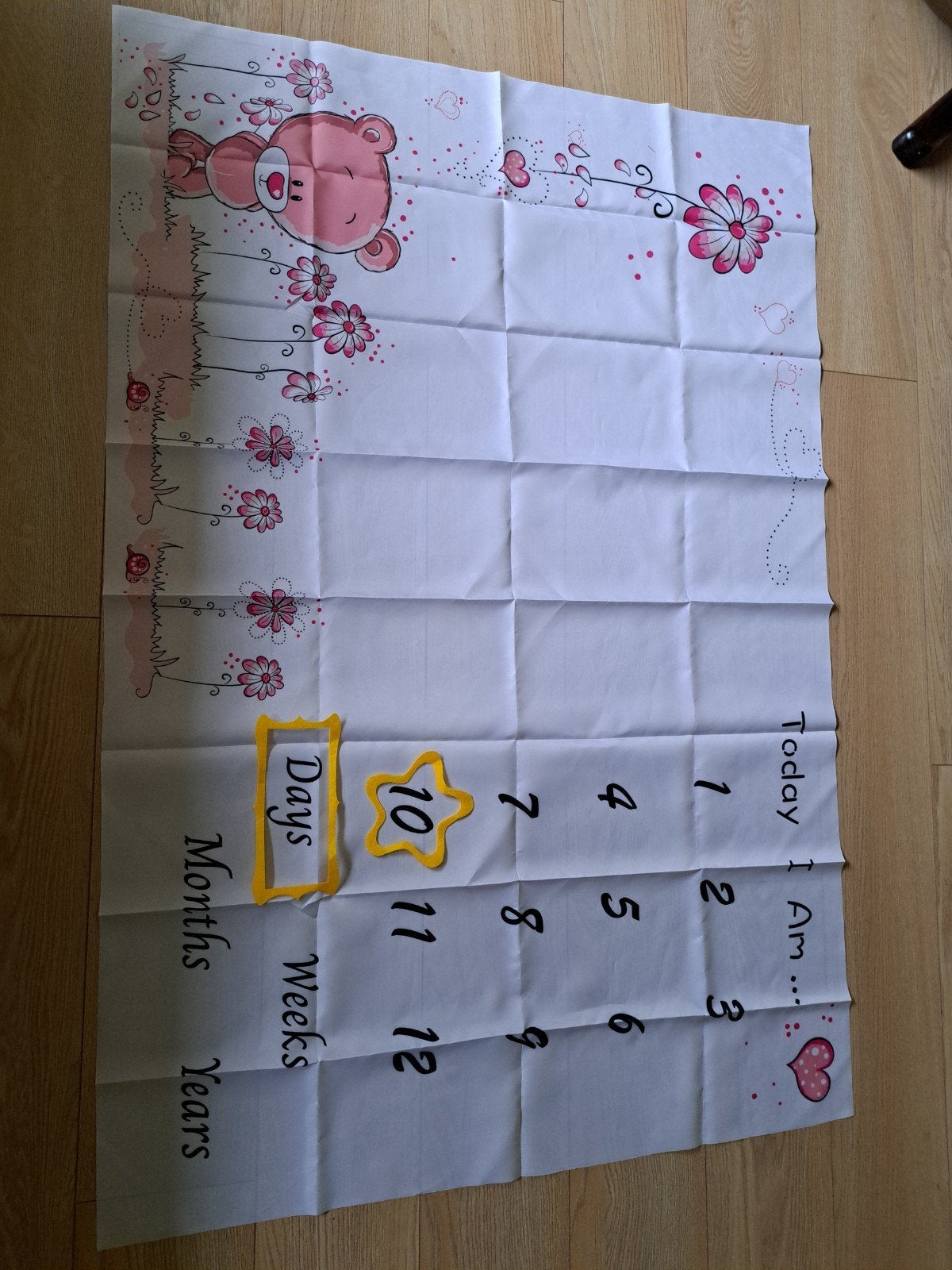 Baby mijlpaal deken met beer en bloemen, Ophalen of Verzenden, Zo goed als nieuw