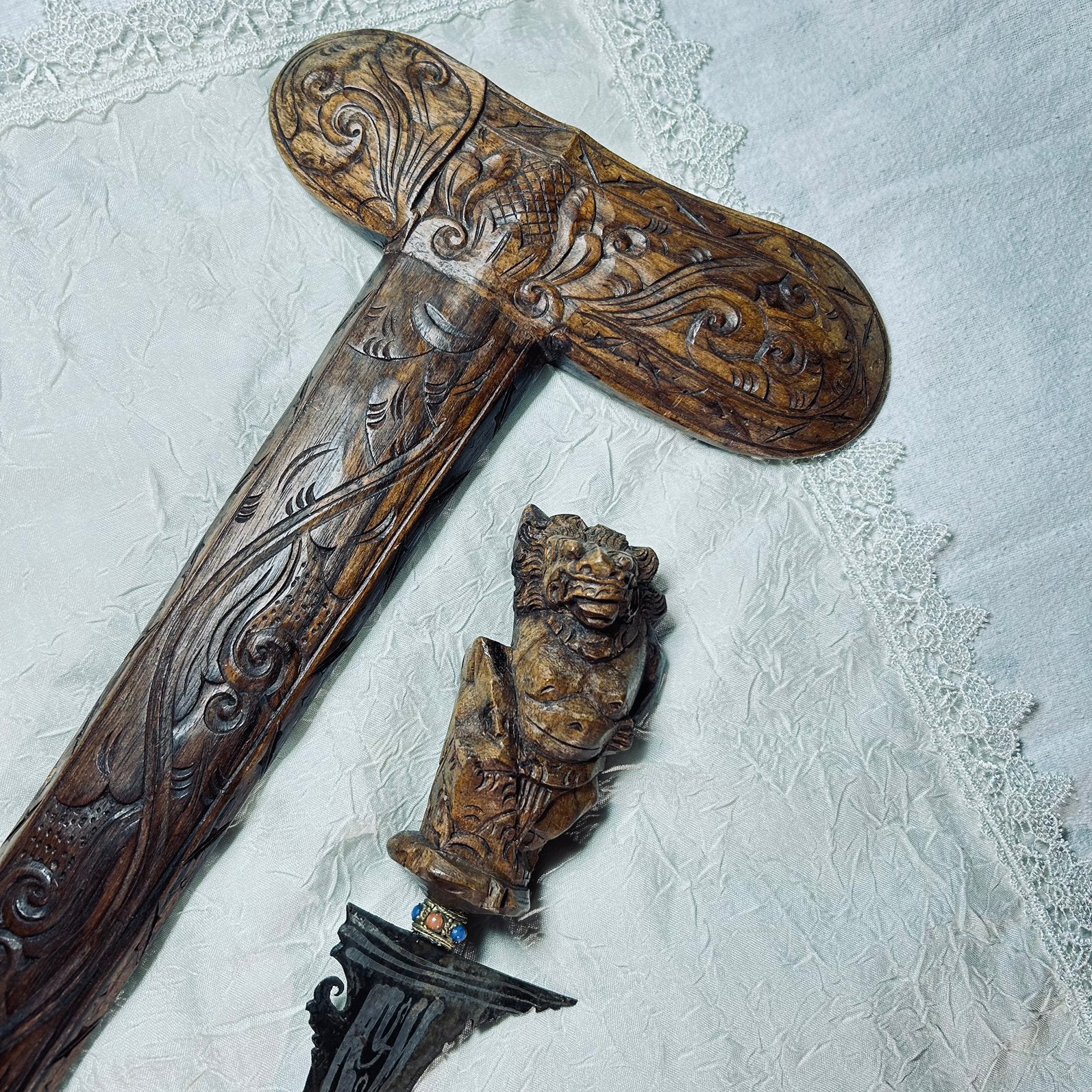 Traditioneel Indonesische Keris of kris 50 cm, hout metaal, Ophalen of Verzenden