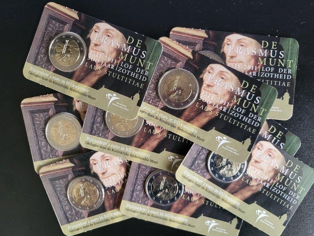 De originele KNM 2 euro  coincard Erasmus 2011 Nederland BU, Ophalen of Verzenden, Koningin Beatrix, Euro's