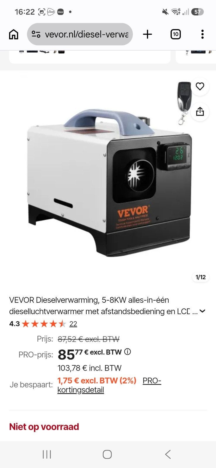 Vevor Dieselkachel 8KW - Nieuw in doos, Ophalen, Nieuw, Overige brandstoffen, Oliekachel