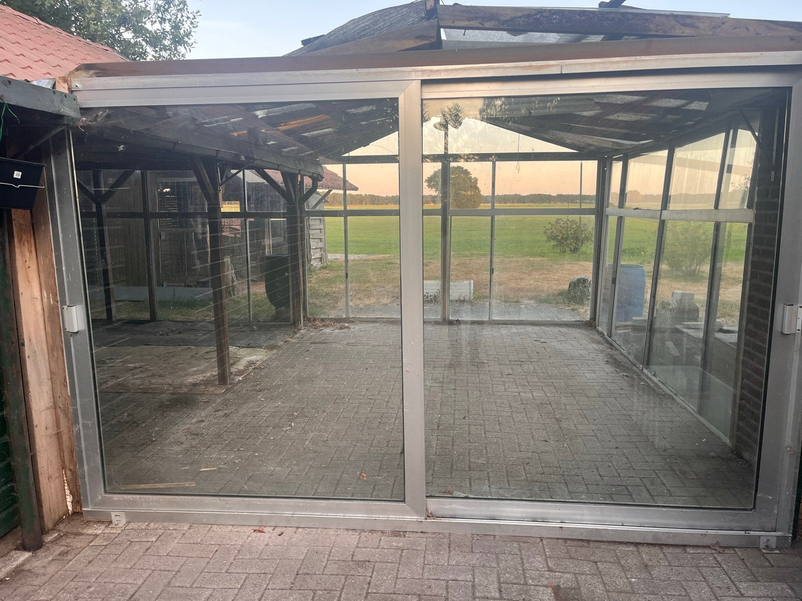 Grote schuifpui van kas (kasschuifdeur), Ophalen, Gebruikt, Kweekkas, Glas
