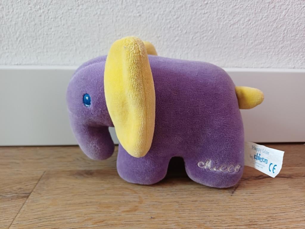 Chicco olifant olifantje paars geel, Kinderen en Baby's, Speelgoed | Knuffels en Pluche, Ophalen of Verzenden, Zo goed als nieuw