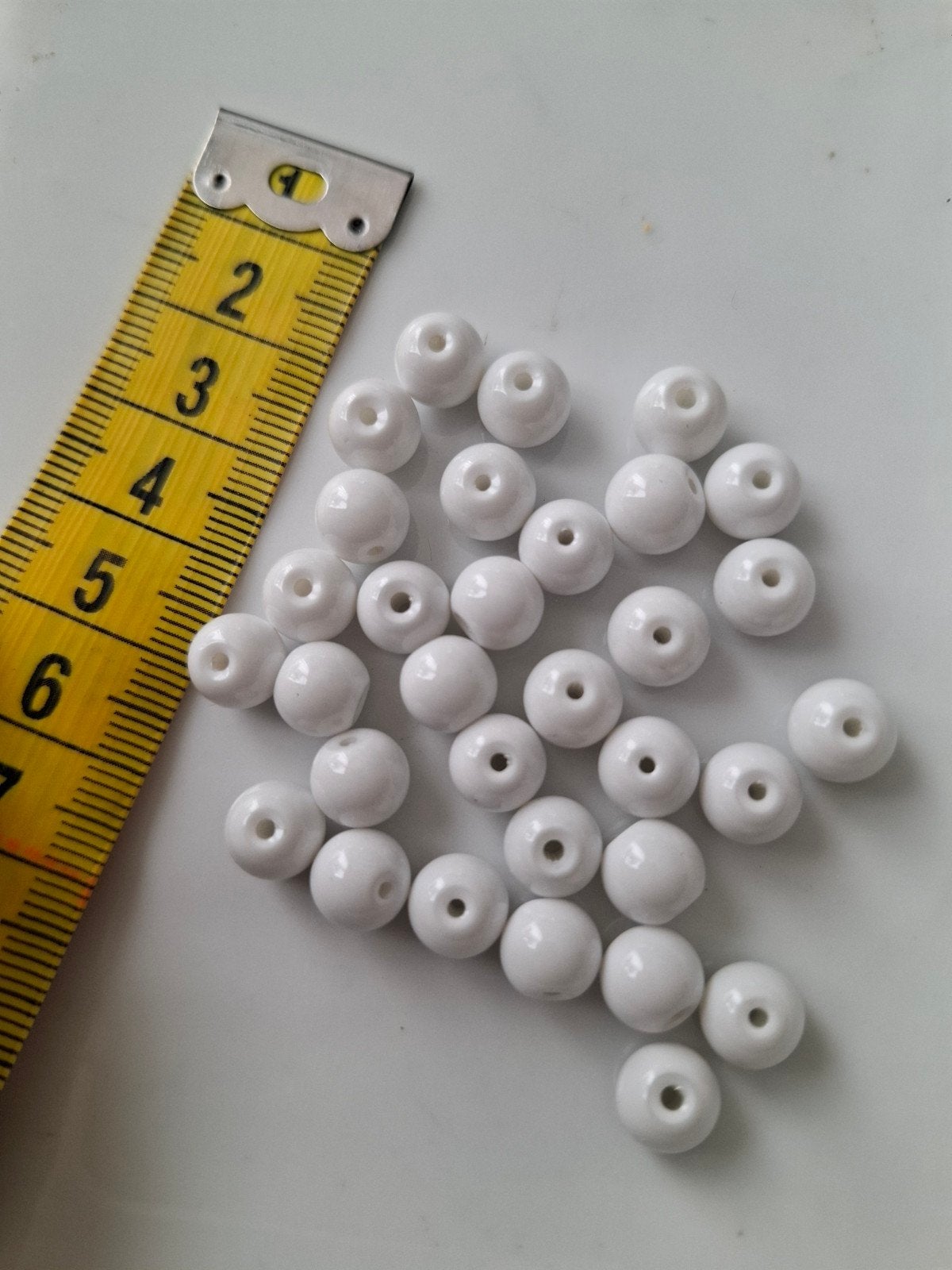 32 stuks 8 mm glaskralen wit kralen partij, Kraal, -, -, Nieuw