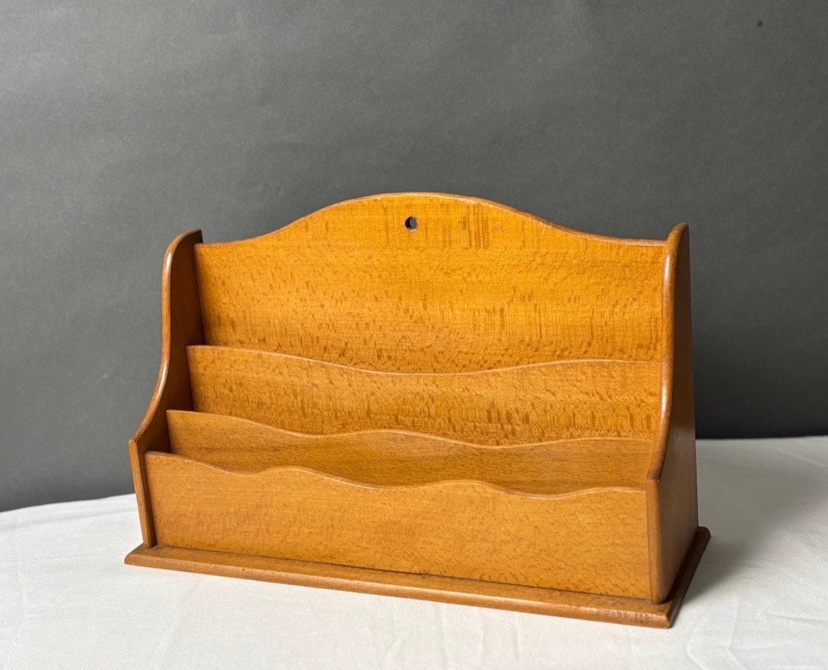 Vintage houten brievenbakje - bureau-organizer, Ophalen of Verzenden