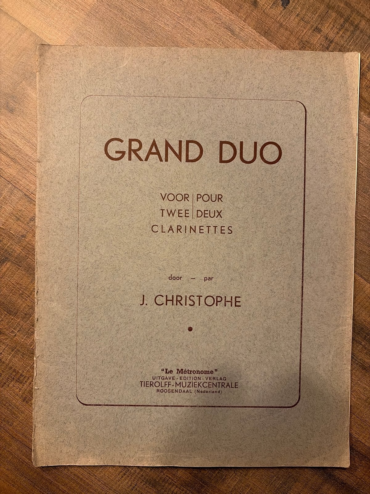 Grand Duo voor Twee Klarinetten - J. Christophe, Gebruikt, Klassiek, Overige soorten, Ophalen of Verzenden