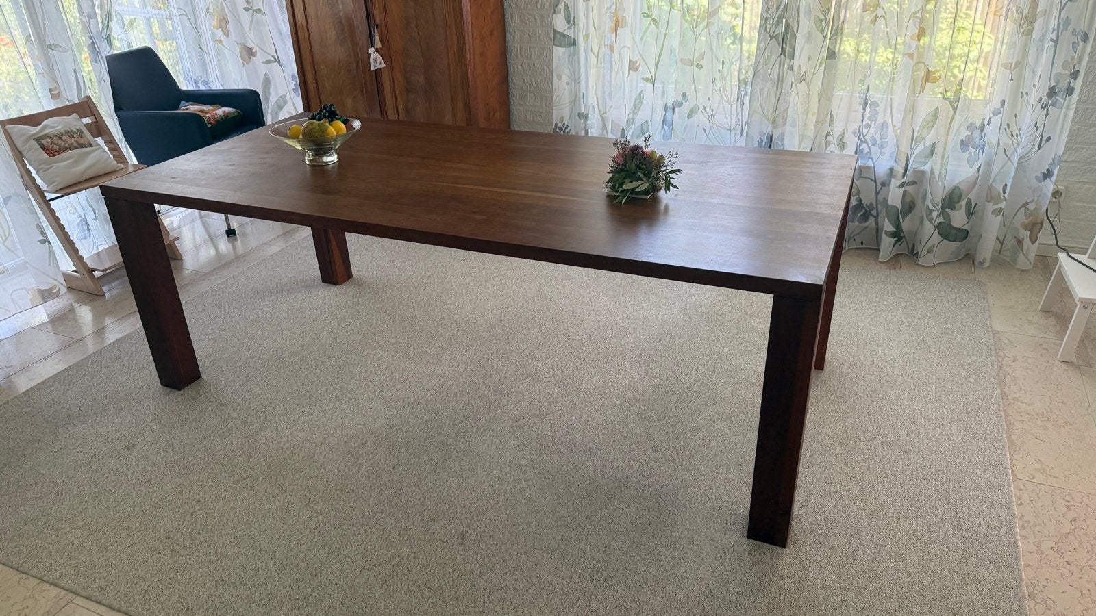 Grote Kersen Houten Eettafel - 220x100 cm, Ophalen, Gebruikt, 100 tot 150 cm, 200 cm of meer