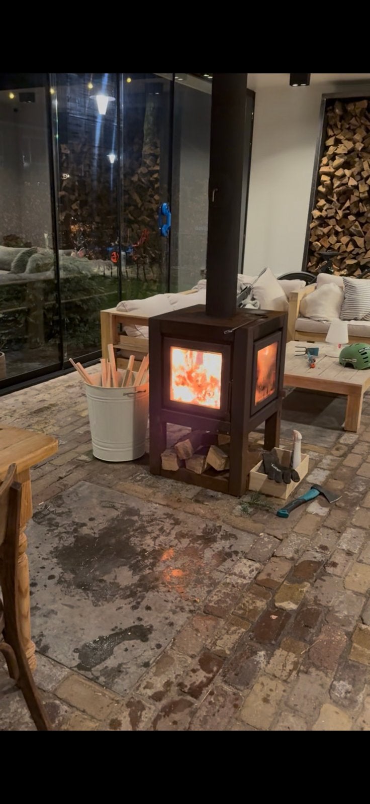 Reny houtkachel buiten overkapping, Ophalen, Zo goed als nieuw, Hout, Houtkachel