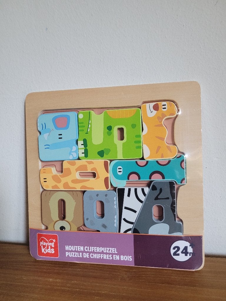 Cijfer Puzzel Hout. Playing Kids. Nie, 10 tot 50 stukjes, Nieuw, Ophalen of Verzenden, Van hout