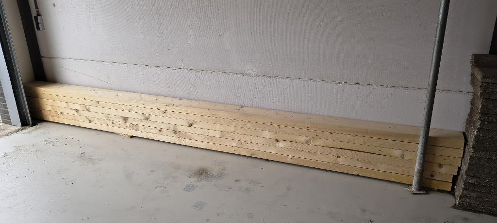Vurenhout balk geschaafd 75 x 225 mm lengte 480 cm nieuw, Ophalen, Minder dan 25 mm, Nieuw, 300 cm of meer