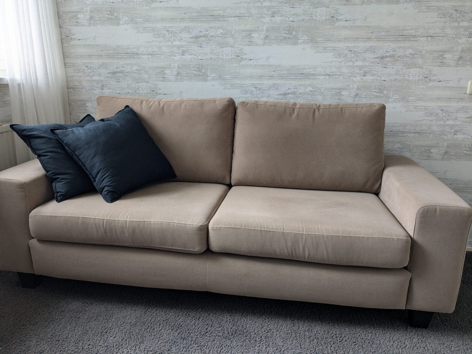 Bank 200x95cm beige, Ophalen, 75 tot 100 cm, 200 tot 250 cm