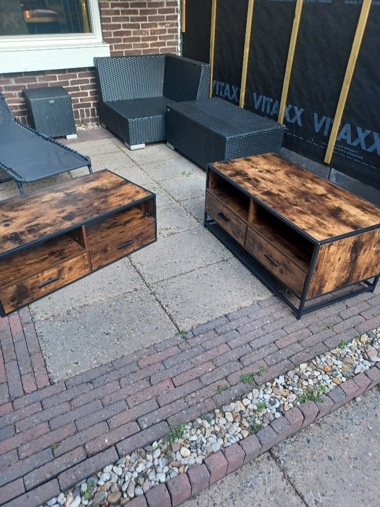 Salon tafel 2x 100x50x40 100x50x32, 50 tot 100 cm, Gerookt Eiken kleur, Zo goed als nieuw, 50 tot 100 cm