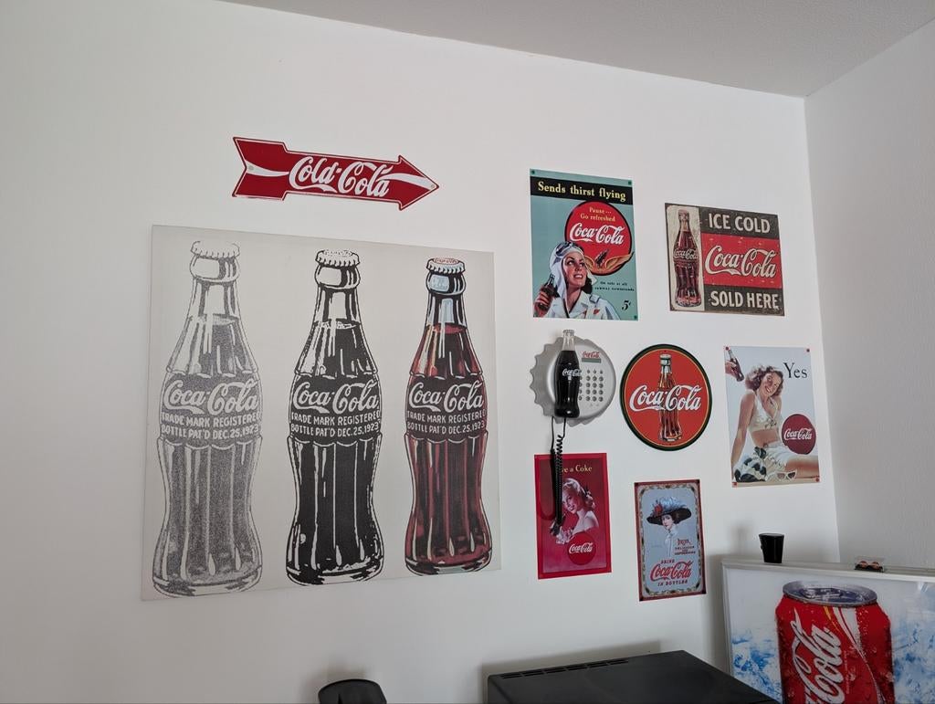 Coca-Cola wanddecoratie en telefoon, Ophalen, Gebruikt, Gebruiksvoorwerp