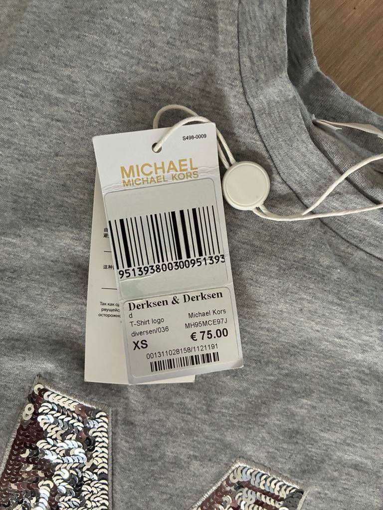 Michael Kors T-shirt met pailletten logo - Maat XS, Ophalen, Nieuw, Korte mouw, Maat 34 (XS) of kleiner