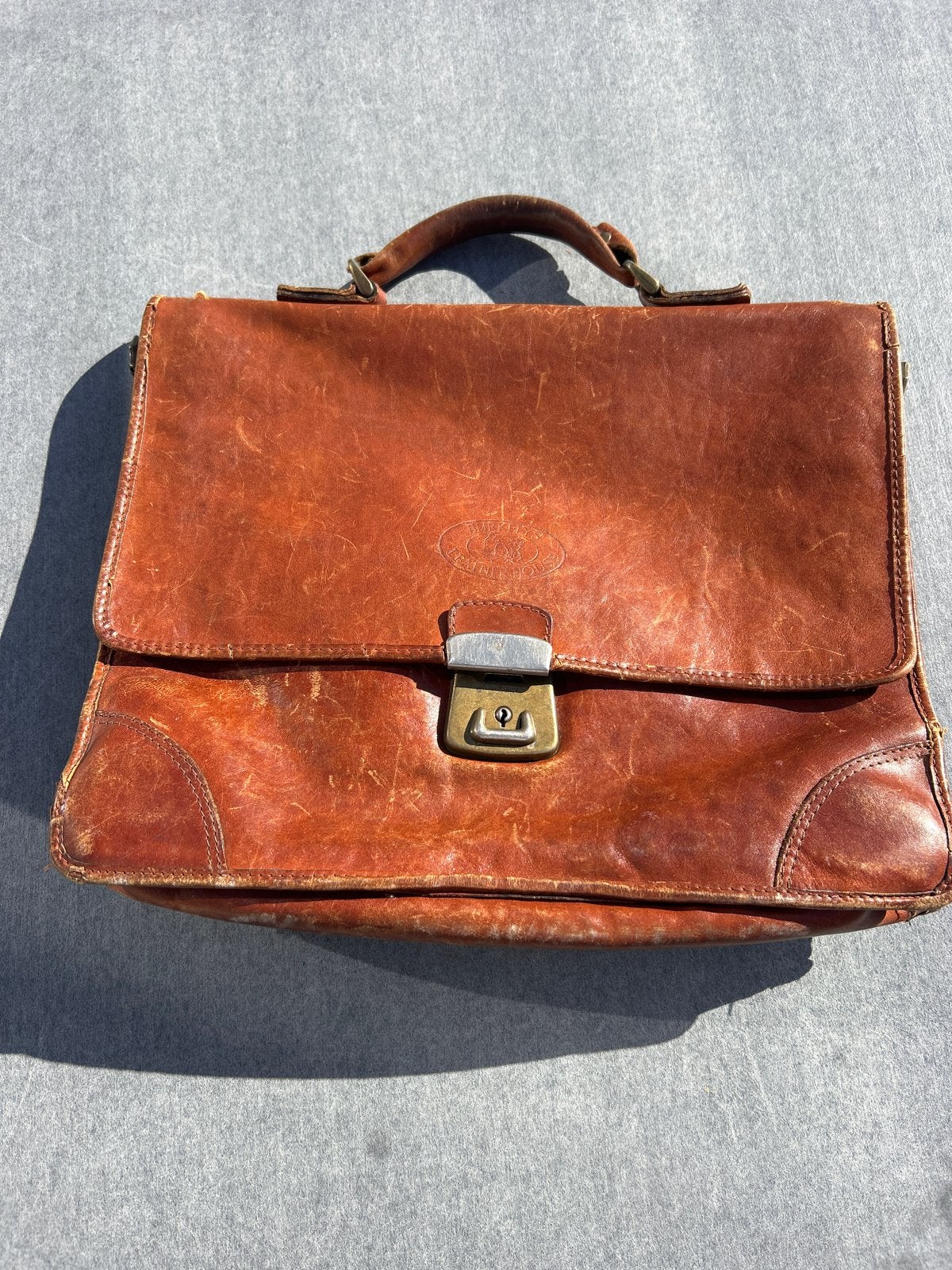 Vintage Leren Aktetas - Cognac Kleur, Overige merken, Gebruikt, Bruin, Ophalen of Verzenden
