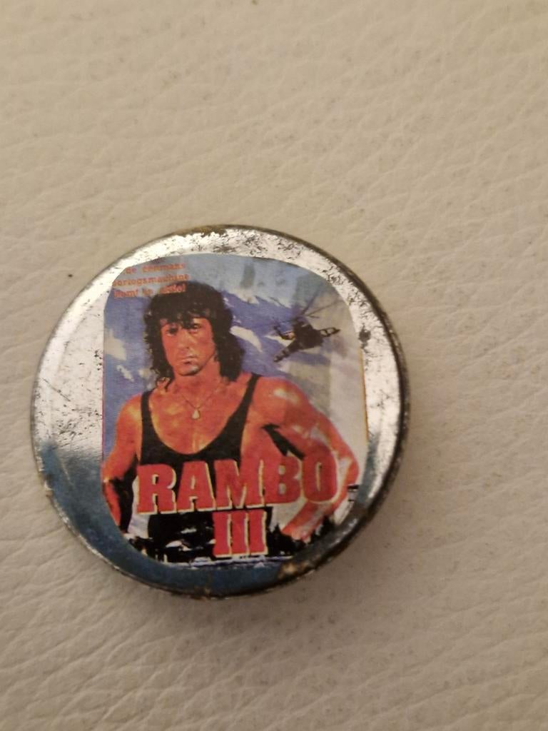 046 Film Button Rambo III pin, Verzamelen, Ophalen of Verzenden