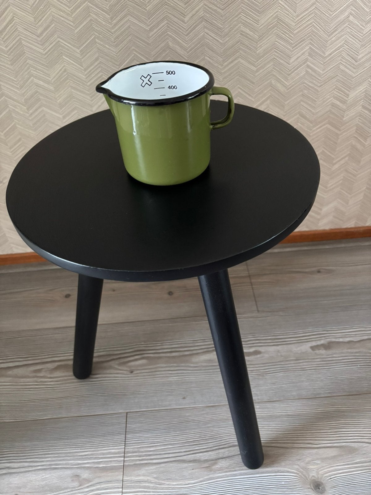 Emaille melkkannetje - maatbeker groen 500 ml, Antiek en Kunst, Antiek | Emaille, Ophalen of Verzenden