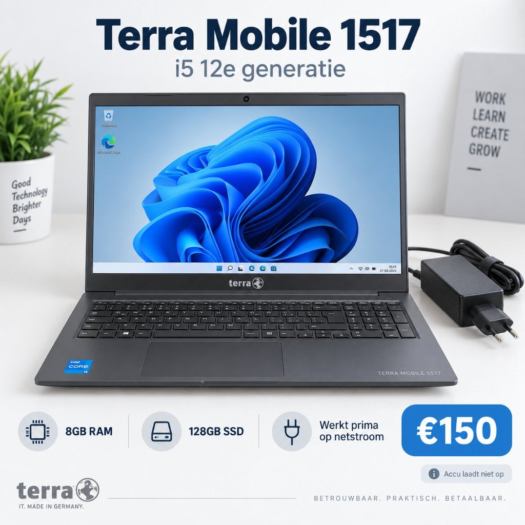 Terra Laptop 12e Gen Intel Core i5-1235U - nette staat, 2 tot 3 Ghz, 8 GB, Ophalen of Verzenden, Zo goed als nieuw