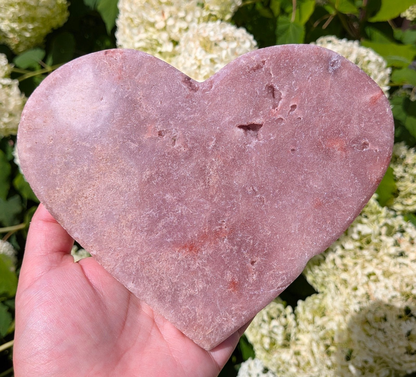 Roze chalcedoon hart groot, Ophalen of Verzenden