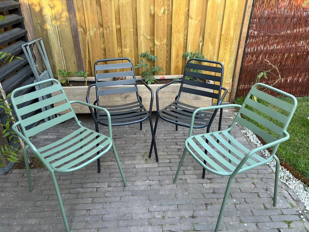 Tuinstoeltjes staal, Ophalen of Verzenden, Gebruikt, Metaal