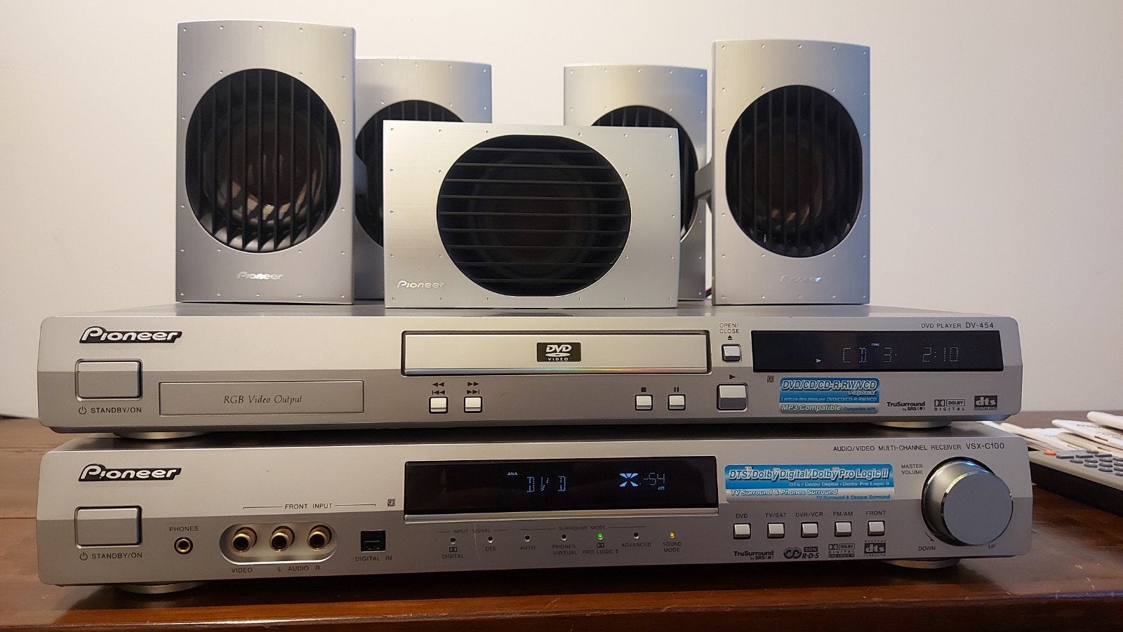 Pioneer Home Cinema Set: DVD-speler, Receiver VSX-C100, Gebruikt, 70 watt of meer, Ophalen of Verzenden, Pioneer