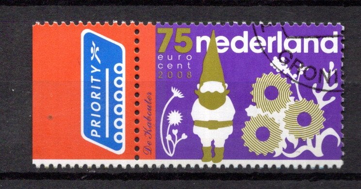 gestempelde zegel. Jaar 2008: kabouters met tab, Ophalen of Verzenden, Na 1940, Gestempeld