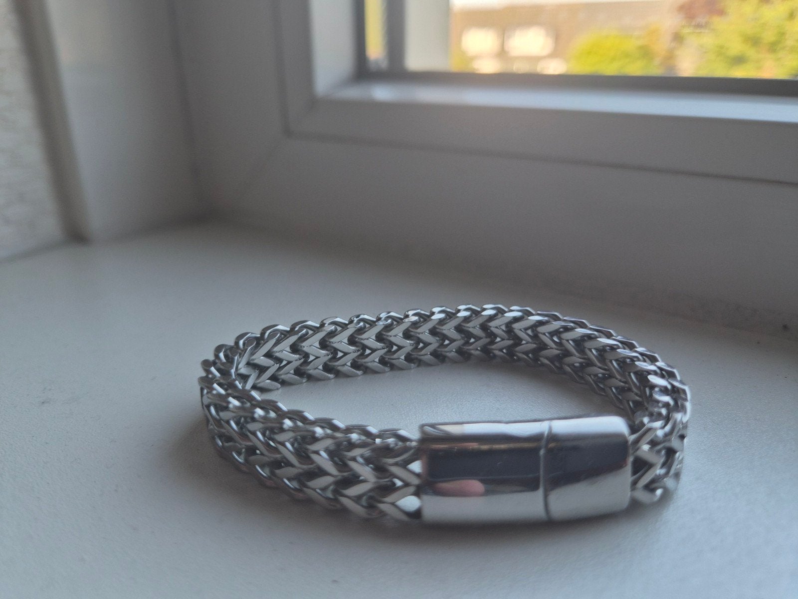 Stalen armband dames 21 cm - Zilverkleurig, Ophalen of Verzenden, Nieuw, Zilver, Staal