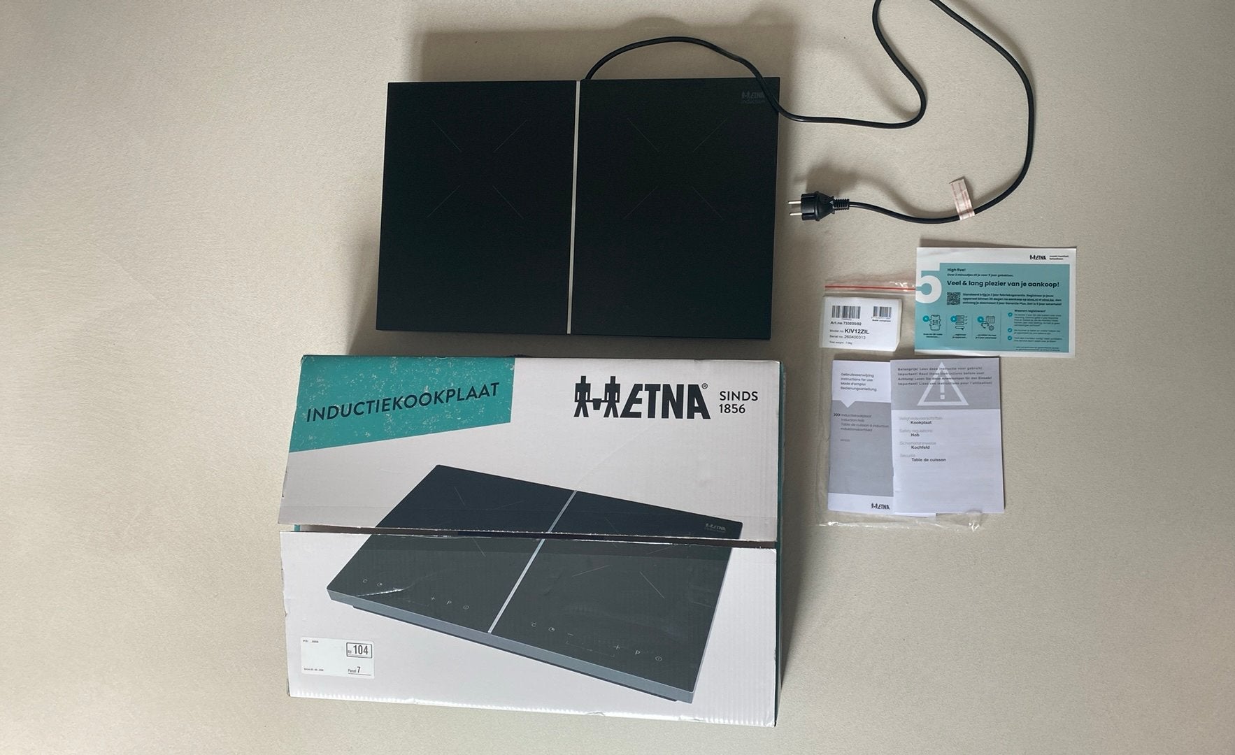 ETNA  inductieplaat KIV12ZIL, Witgoed en Apparatuur, Kookplaten, 3 kookzones of minder, Ophalen of Verzenden, Zo goed als nieuw