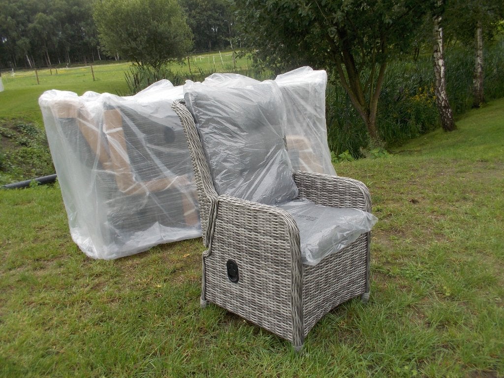 6 vaste en 6 verstelbare wicker stoelen met dikke kussens, Ophalen, Zo goed als nieuw, Wicker, Verstelbaar