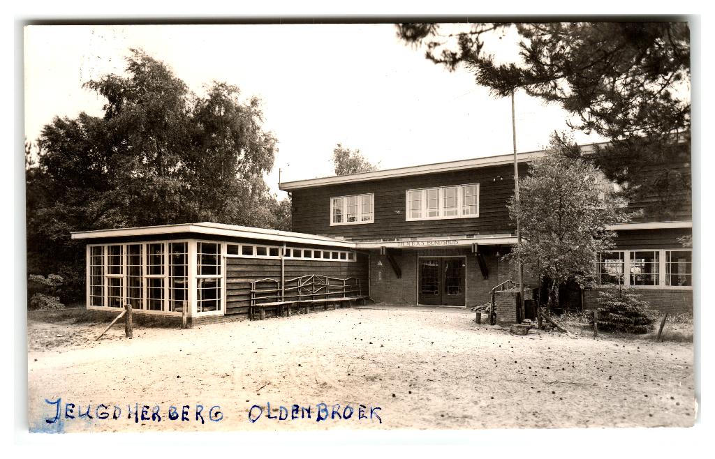 Oldebroek, Jeugdherberg "N.B.A.S.-Bondshuis", Verzamelen, Ansichtkaarten | Nederland, Verzenden, 1940 tot 1960, Gelopen, Gelderland