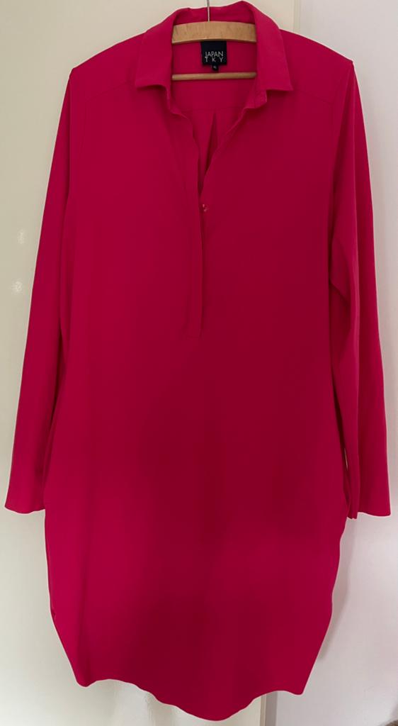 Japan T K Y. Jurk. Tuniek. Fuchsia. Travelstof, Ophalen of Verzenden, Zo goed als nieuw, Maat 46/48 (XL) of groter, Roze