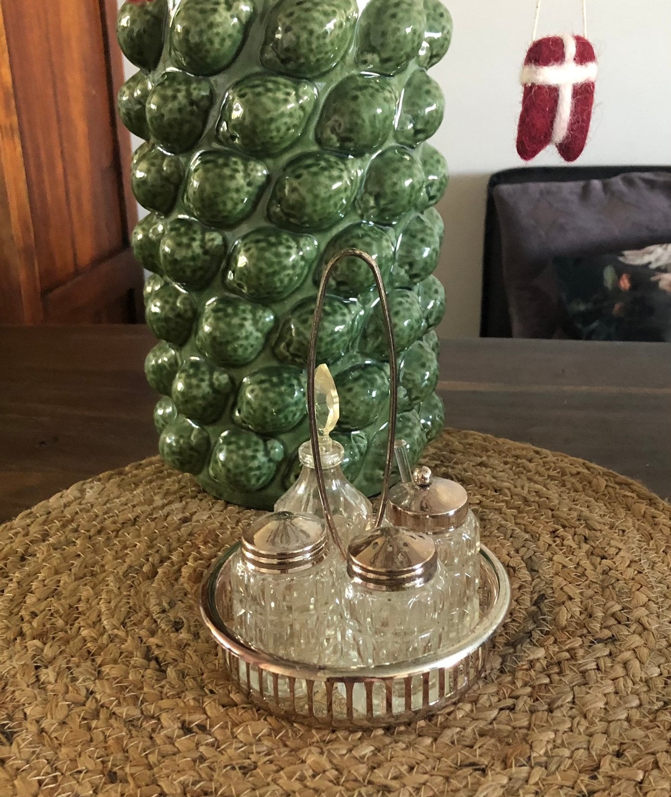 💝 Vintage verzilverd menage set peper zout mosterd azijn, Ophalen of Verzenden