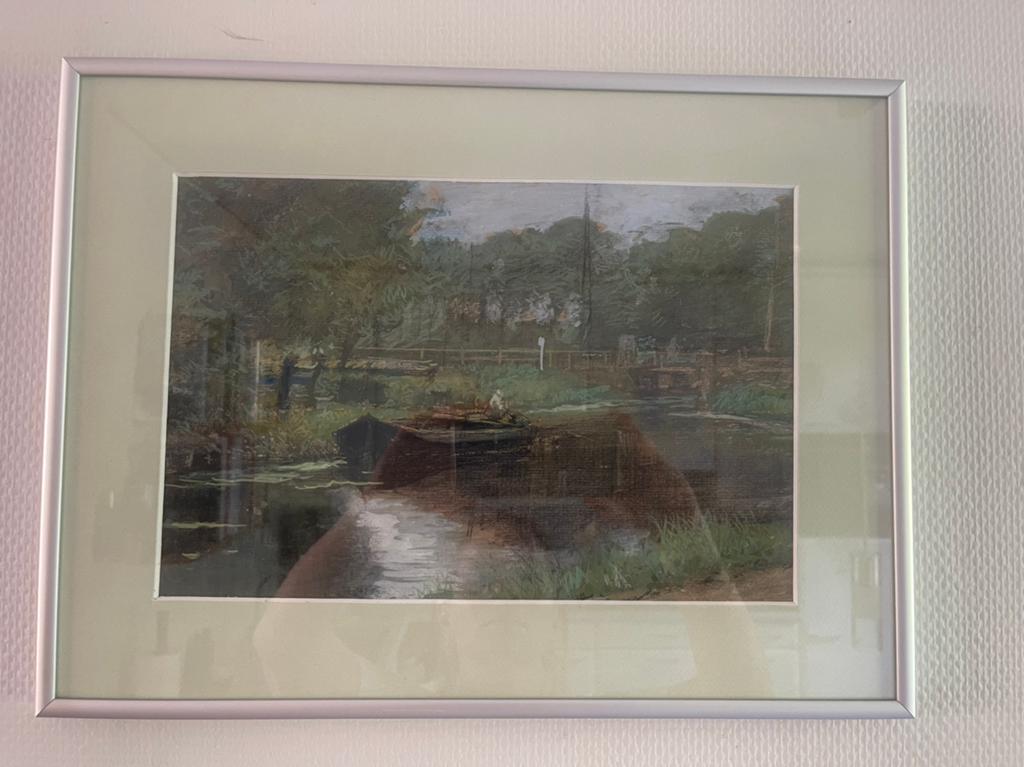 Schilderij van Charles Bakker - Landschap met water, Antiek en Kunst, Ophalen
