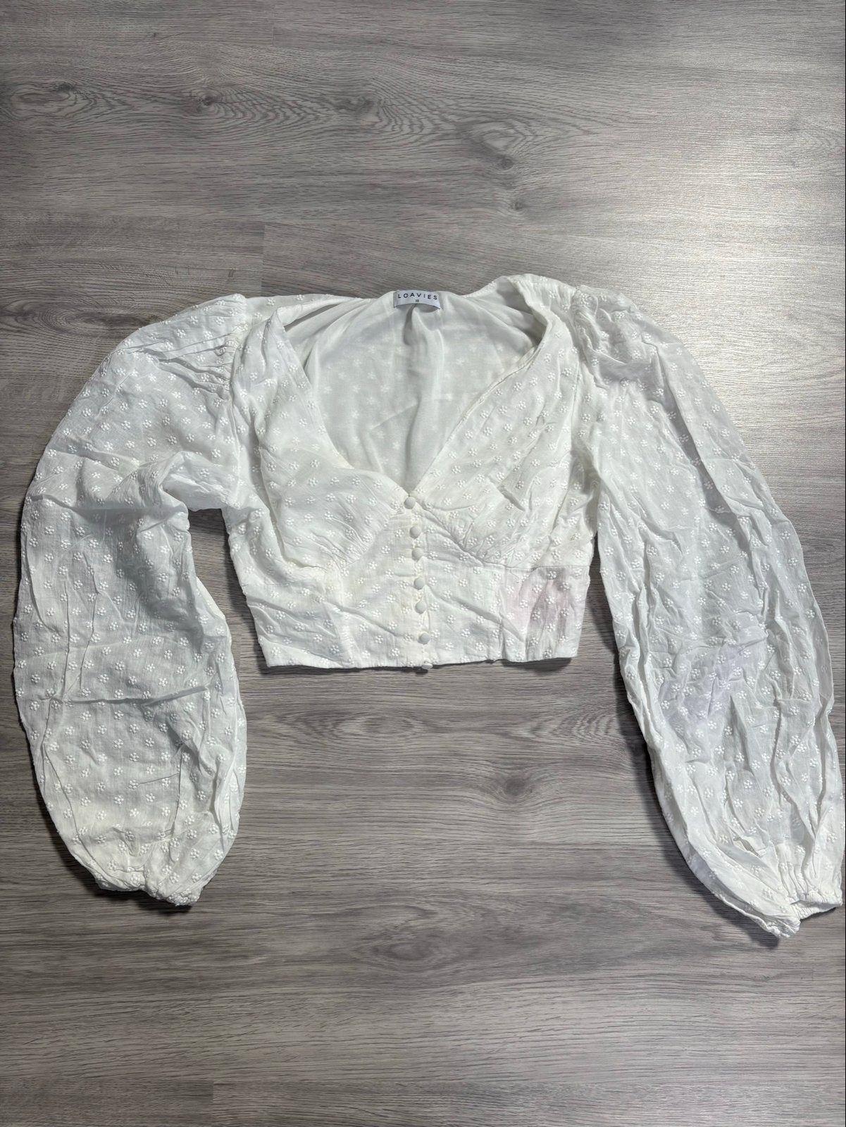 Loavies Witte Crop Top met Lange Mouwen - Maat XS, Wit, Ophalen of Verzenden, Zo goed als nieuw, Lange mouw