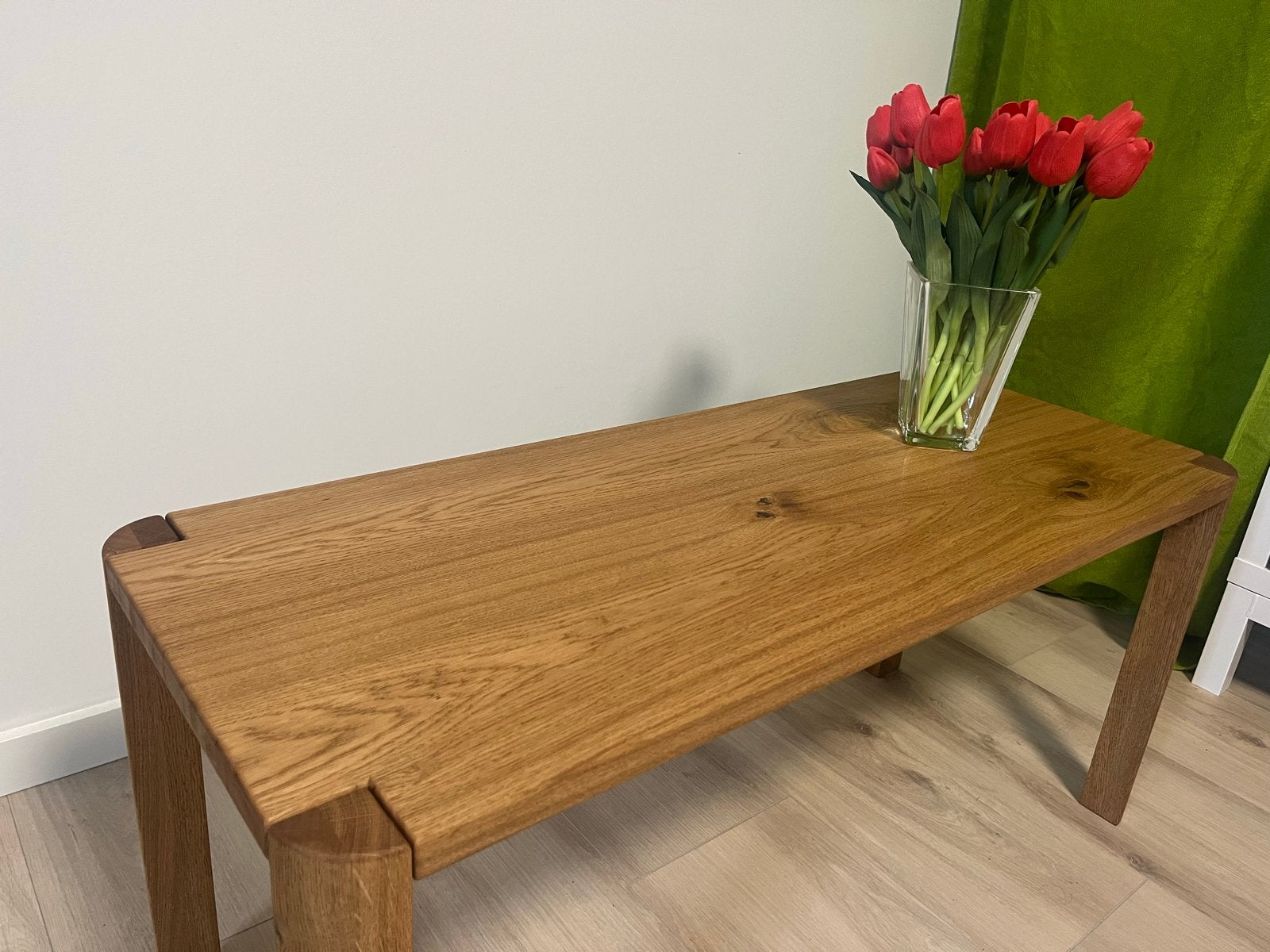 Unieke eiken salontafel 100x40x45 cm, Ophalen, 100 tot 150 cm, Eikenhout, Nieuw
