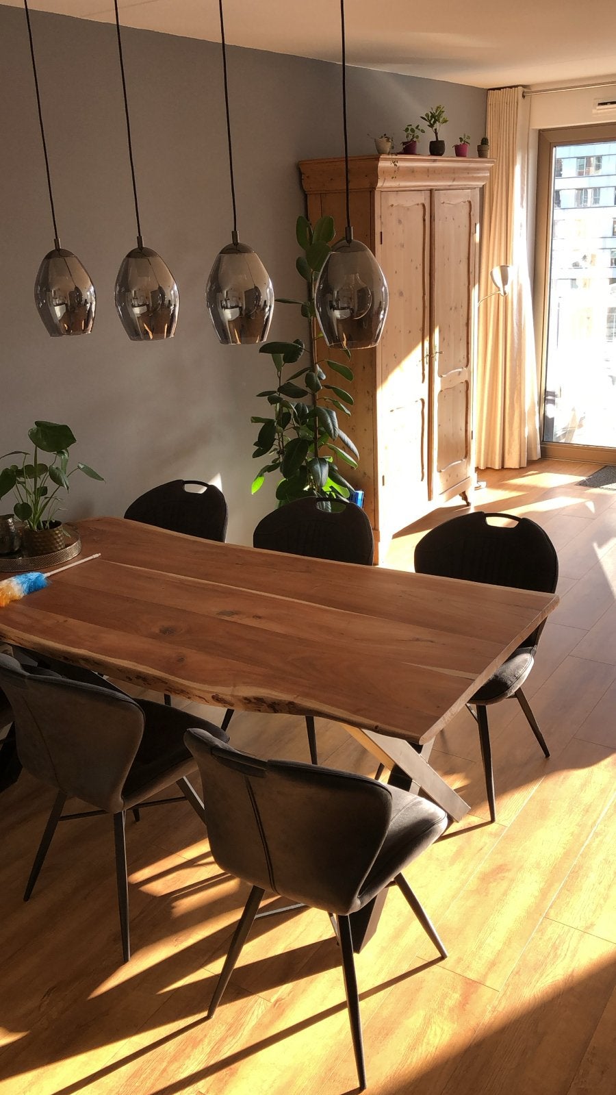 Eglo hanglamp 4-lichts, Ophalen, Zo goed als nieuw, Metaal, E27 (groot)