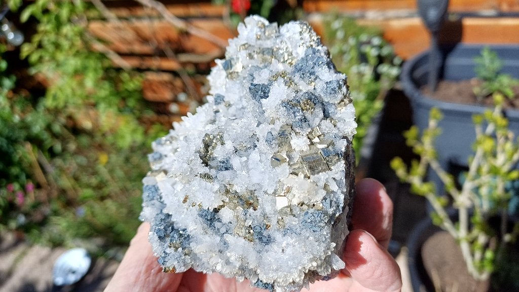 2.3 Kwartspunten Chalcopyriet Sfaleriet Madan Bulgarije, Ophalen of Verzenden, Mineraal