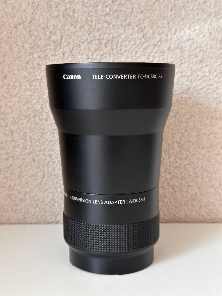Canon Tele-Converter TC-DC58C 2x + adapter LH-DC58H (G7&G9), Canon, Ophalen of Verzenden, Zoom, Voorzetlens/converter