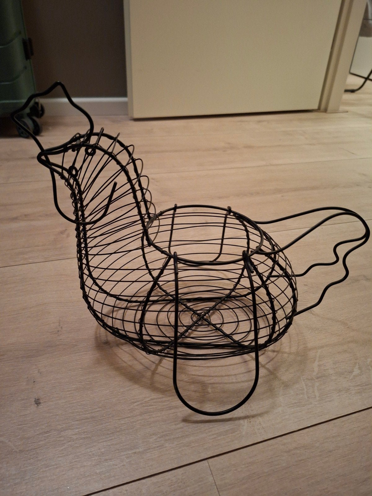 Zwart metalen kippenmandje voor eieren of decoratie, Ophalen, Landelijk, Metaal, Gebruikt