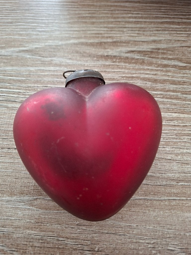 Hart rood glas vintage  8cm, Diversen, Ophalen of Verzenden, Zo goed als nieuw