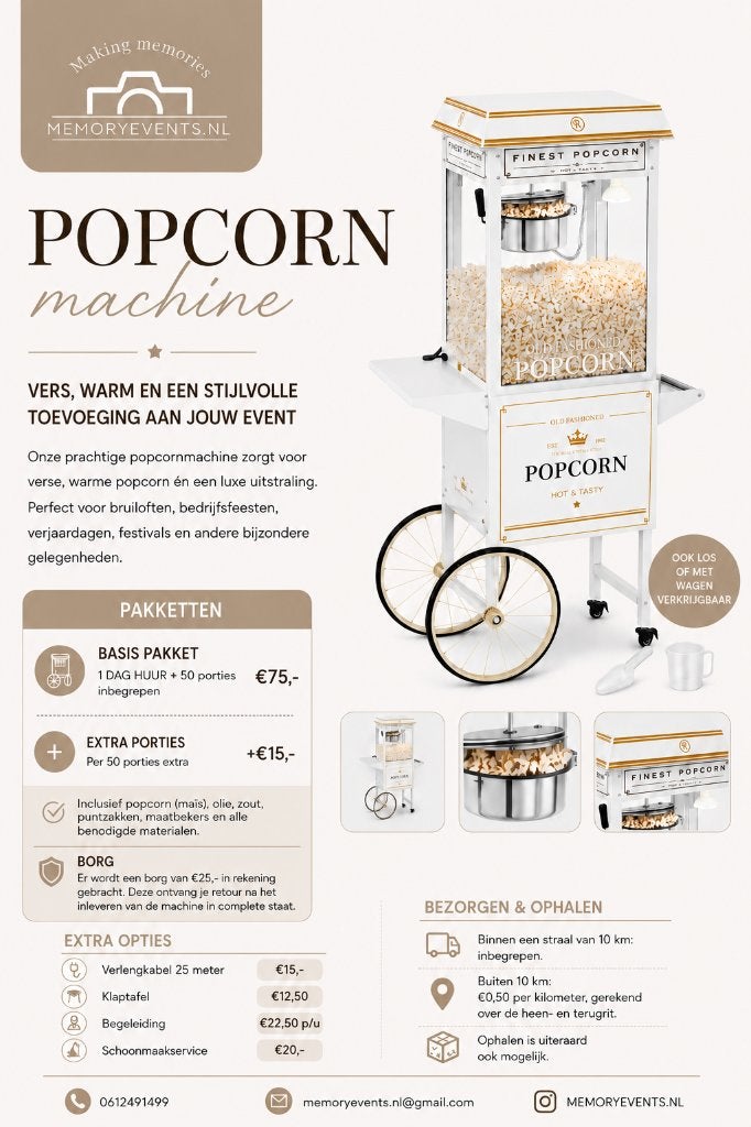 Luxe Popcornmachine voor evenementen, Ophalen, Zo goed als nieuw, Overige