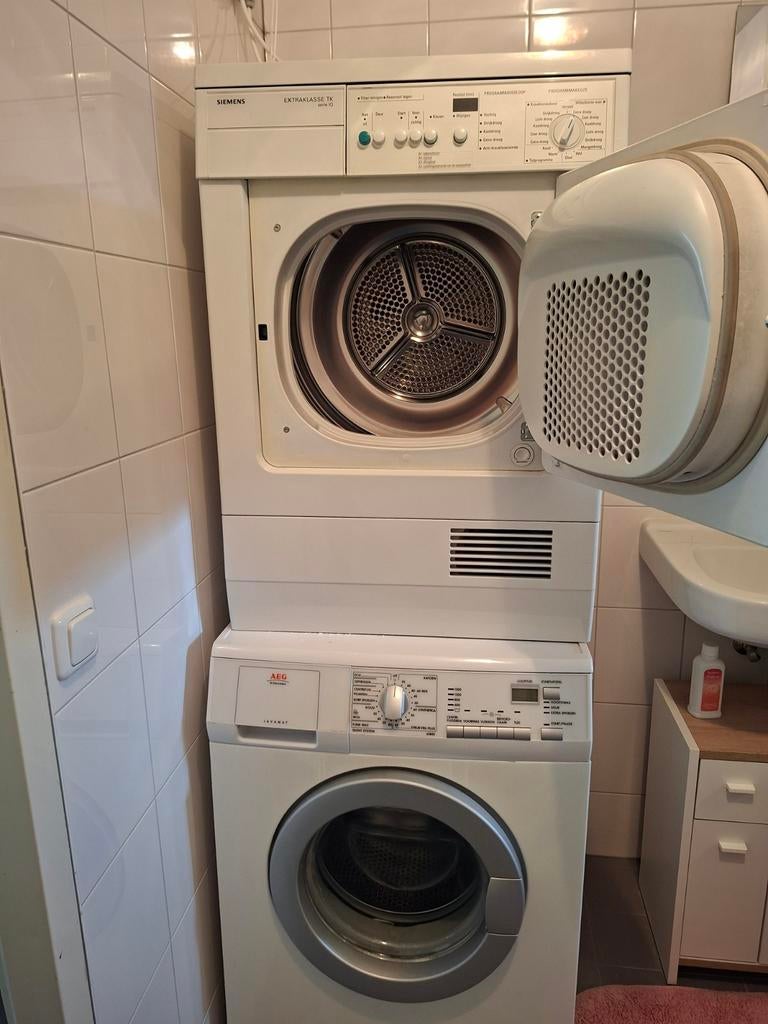 Wasmachine en droger - AEG Lavamat & Siemens Extraklasse, 6 tot 8 kg, Ophalen, Gebruikt, 85 tot 90 cm