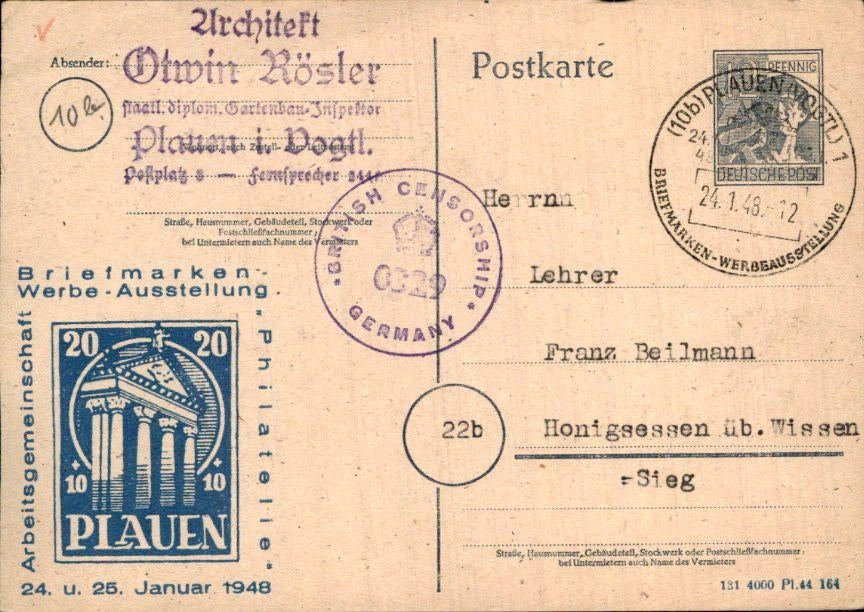 Duitsland - Ausstellung - 1948, Verzenden, Briefkaart